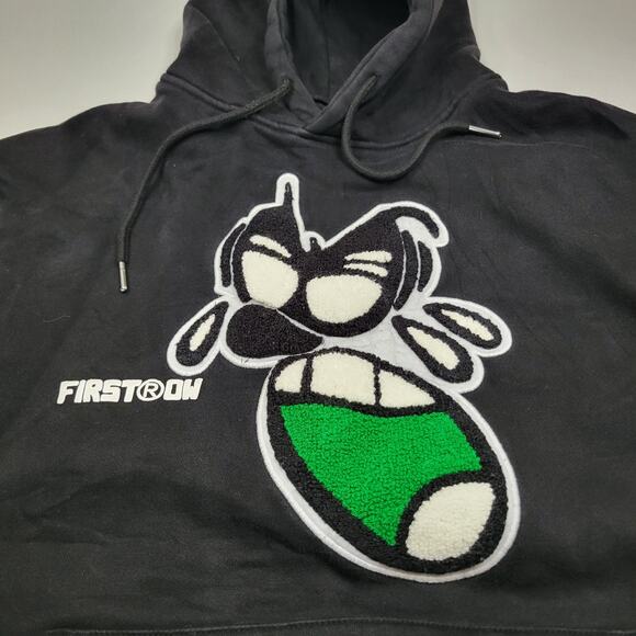 FIRST ROW Spring Break All Over Multi-patch Hoodie Black Chenille Embroider Sz S - Picture 2 of 10